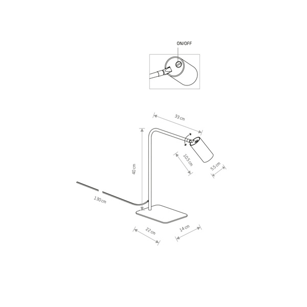 Lampa stojąca biurkowa MONO wys. 40cm 10W GU10 | czarny