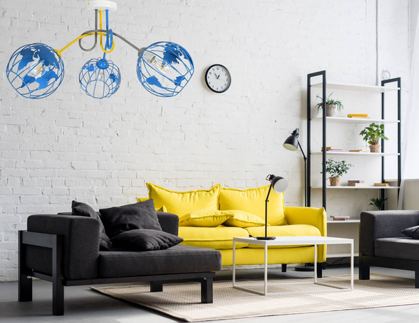 Lampa sufitowa do pokoju chłopca niebieska Zakręcony Globus 3xE27 Led