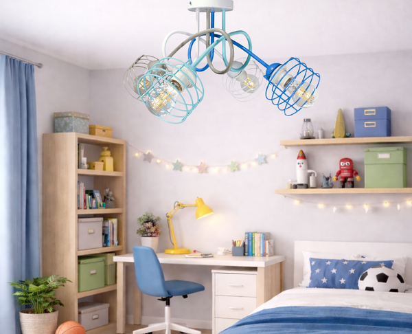 Lampa sufitowa do pokoju dziecka kolorowa Zakręcony Koszyczek 4xE27 Led