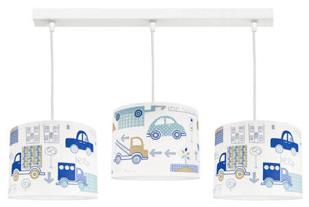 Lampa sufitowa do pokoju chłopca Autka niebieskie 3xE27