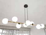 Nowoczesna lampa wisząca nad wyspę biało- złota GRAVITY 8 BL OPAL