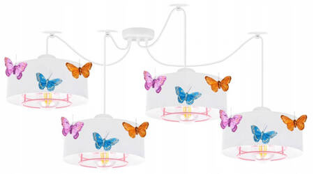 Lampa sufitowa do pokoju dziewczynki typu pająk nowoczesna Motylek 4xE27