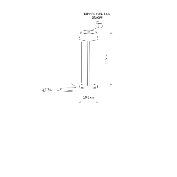 Lampa przenośna AMY LED 2W 3000K 170lm wys.32.5cm szer.10.8 IP54 ściemniacz włącznik | Biały 11531