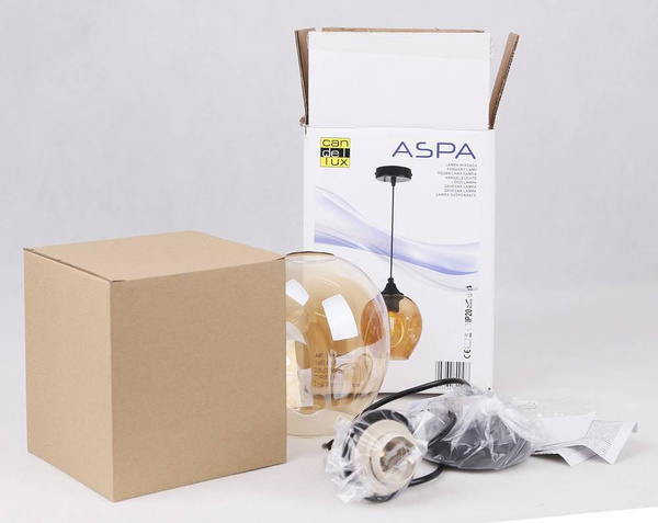 Lampa wisząca szklana czarno/brązowa Aspa 31-00583