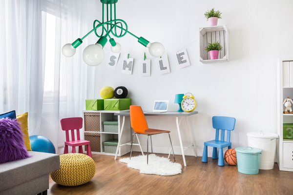 Lampa sufitowa do pokoju dziecka zielona Tęczowy Zawijas 4xE27 Led 