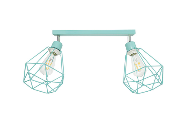 Lampa sufitowa do pokoju dziecka pastelowa - turkusowa druciak w stylu loft Carmen 2xE27
