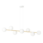 Nowoczesna lampa wisząca nad wyspę biało- złota GRAVITY 8  WH GOLD