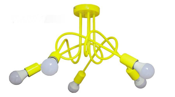 Lampa sufitowa dziecięca żółta nowoczesna w stylu loft Mondo loft 5xE27