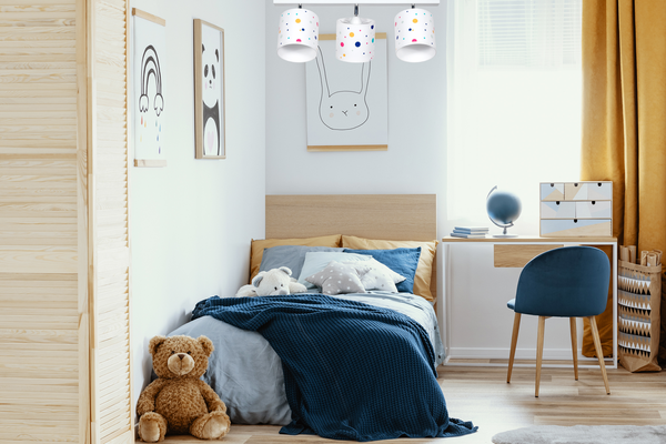  Lampa sufitowa do pokoju dziecka w kropki biała 3xE27