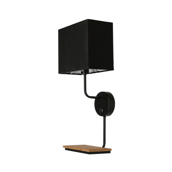 KETO KINKIET CZARNY 1X40W E14 ABAŻUR Z WŁĄCZNIKIEM