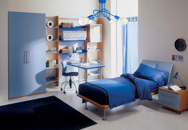 Lampa sufitowa do pokoju chłopca i dziewczynki niebieska Tęczowy Zawijas 4xE27 Led 