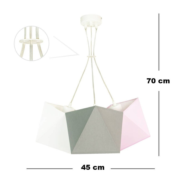 Lampa sufitowa dla dziecka kolorowa 3-punktowa Diament Splot 3XE27