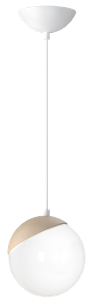 Lampa wisząca nowoczesna szklana kula SFERA WOOD drewno/biały śr. 14cm