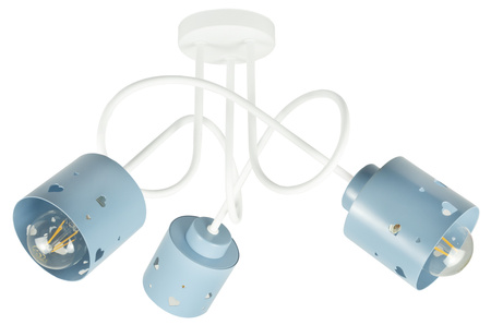 Lampa sufitowa do pokoju dziecka biało-niebieska SERCA LOFT 3xE27