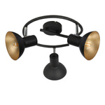 Lampa sufitowa czarna spirala 3xE27 + złoty DISO 98-63434