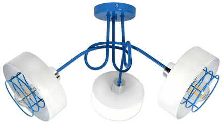 Lampa sufitowa do pokoju młodzieżowego niebiesko- biała Edison Koszyk Loft