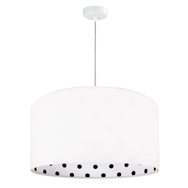 Lampa wisząca do pokoju dziecięcego w czarne groszki na białym tle średnica 30 cm