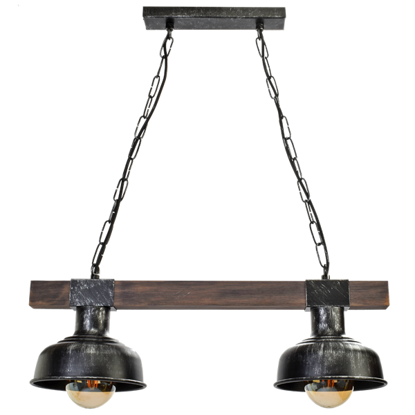 Lampa wisząca FARO BLACK / WOOD 2xE27 60W MLP6242