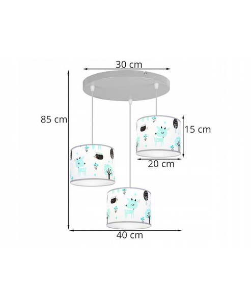 Lampa wisząca do pokoju dziecka 3-punktowa Bambi 3xE27 Led