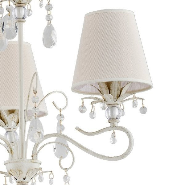 Żyrandol klasyczny z abażurami LUKRECJA śr. 46cm biały antyczny/ecru