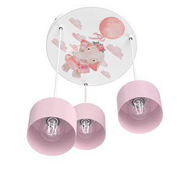 Lampa sufitowa do pokoju dziewczynki Słonik Kubeczek 3xE27