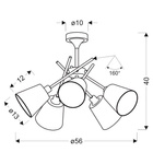 Lampa sufitowa chromowa abażur z tkaniny 5x40W Vox Candellux 35-70630