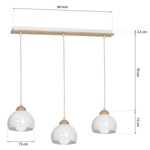 Lampa wisząca nowoczesna zwis listwa kula DAMA III biały szer. 64cm