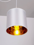 Lampa wisząca biała tkany abażur Atlanta 31-00637