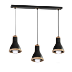 Lampa wisząca HOLLY BLACK / WOOD 3xE27 60W