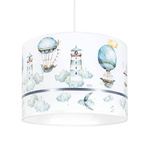 Różowa lampa dla dziewczynki abażury w białe chmurki