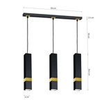 Nowoczesna lampa wisząca listwa VIDAR BLACK/GOLD 3xGU10 MLP6280