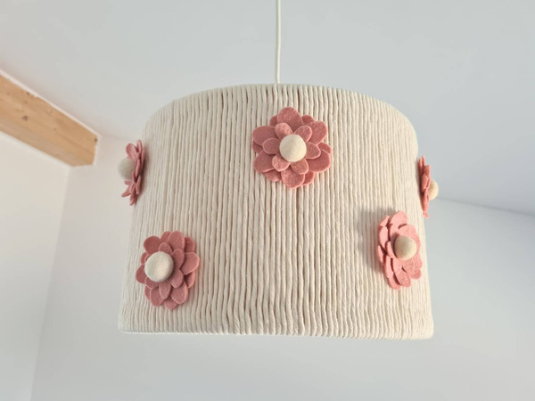 Lampa wisząca do pokoju dziewczynki w stylu Boho Różowe Kwiatki 35cm