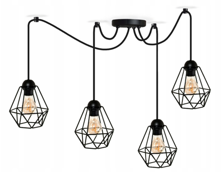 Nowoczesna czarna lampa wisząca pająk druciak mały Diamond 4