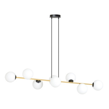 Nowoczesna lampa wisząca nad wyspę biało- złota GRAVITY 8 BL OPAL