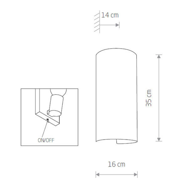 Kinkiet do sypialni VELERO I E27 40W wys. 35cm tkanina | biały