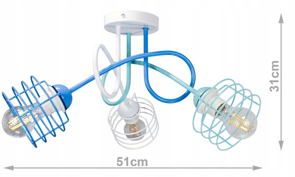Lampa sufitowa do pokoju dziecka kolorowa Zakręcony Koszyczek 3xE27 Led
