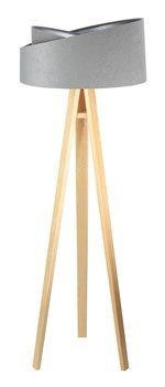 Lampa podłogowa stojąca asymetryczna welurowa Tami Szaro-Srebrna