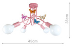 Lampa sufitowa dla dziewczynki różowa z motylkami Tęczowy Zawijas 4xE27 Led