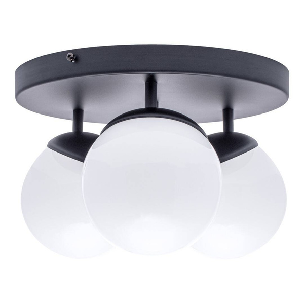 Lampa sufitowa nowoczesna szklana kula plafon SFERA III czarny/biały śr. 35cm