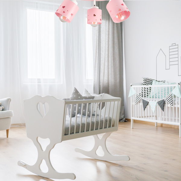 Lampa sufitowa do pokoju dziewczynki różowa w serca 3xE27