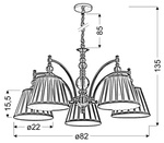 Lampa wisząca patynowa regulowan łańcuch 5x40W E14 Austin Candellux 35-13859