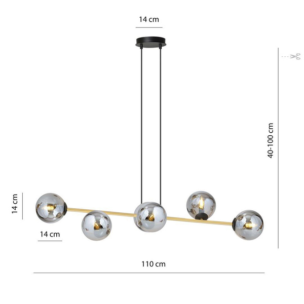 Nowoczesna lampa wisząca nad wyspę GRAVITY 6 BL GRAFIT