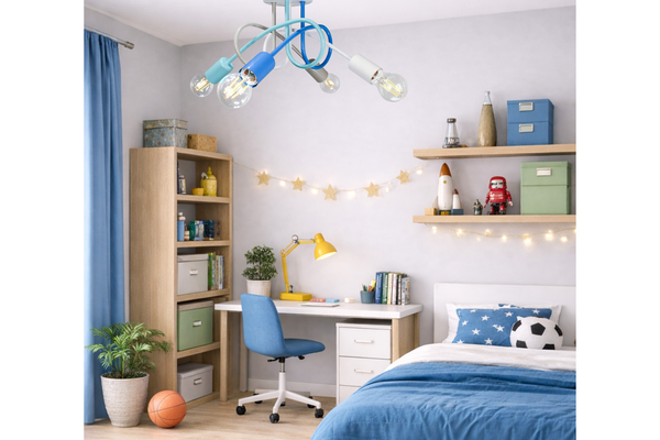 Lampa sufitowa do pokoju dziecka pastelowa Tęczowy Zawijas 4xE27 Led 