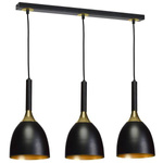 Nowoczesna lampa wisząca listwa CLARK BLACK/GOLD 3xE27 MLP6222