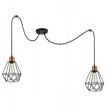 Nowoczesna lampa wisząca typu pająk czaro -miedziana loft