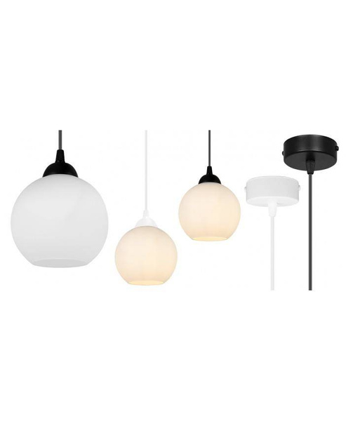 Nowoczesna lampa wisząca kulisty mleczny klosz