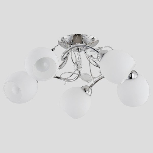Lampa sufitowa żyrandol nowoczesny LIVIA chrom/biały śr. 50cm