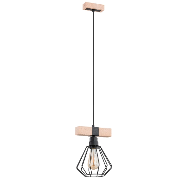Lampa wisząca ALFA FIBIA DREWNIANA 1xE27 19cm | 60612