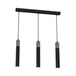 Lampa wisząca SOLO SAWN BLACK / PATINATED WOOD 3x mini GU10