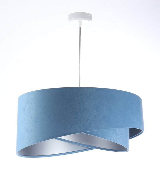 Lampa wisząca asymetryczna welurowa Alison niebiesko-srebrna